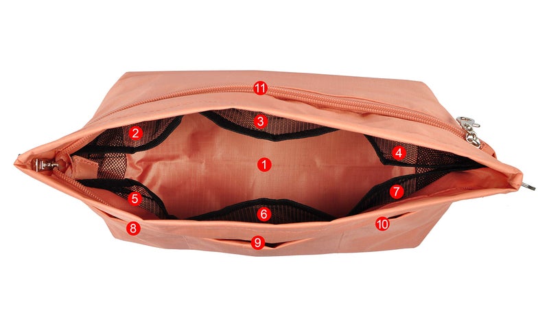 Vercord Purse Organizer Insert Bag Tote Handbags Pocketbook Inserts Organizers Zipper 11 Pockets Light Orange Large - Image 3
